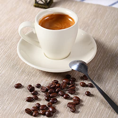 Porcelain Espresso Cup with Saucer And Stainless Steel mini Spoons (7 Count)