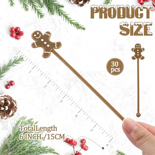 30 Pcs Christmas Drink Stirrers Gingerbread Man Stir Sticks (30 Count)