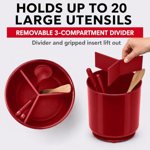 Extra Large Rotating Red Utensil Holder with Sturdy No
