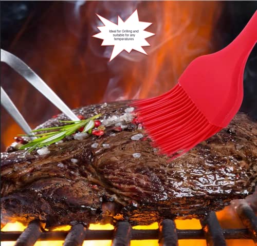 10" Silicone Pastry Basting BIG SIZE Brushes Heat Resistant BPA Free for BBQ Grill Barbecue & Kitchen Baking Cooking Marinating Oil Brushes Soft Bristles Long Handle (3 count)