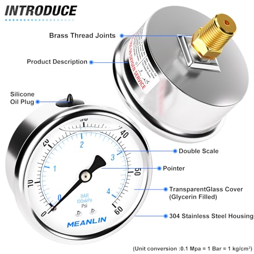 0~60Psi Stainless Steel 1