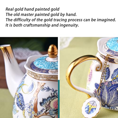 3 Pieces Ceramic Blue Birds and Flowers Tea for One Set