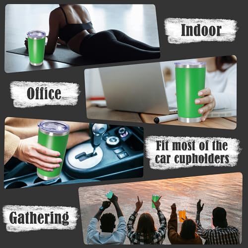20oz Tumbler Insulated Coffee Tumblers with Lid Stainless Steel Green 8P (8 Count)