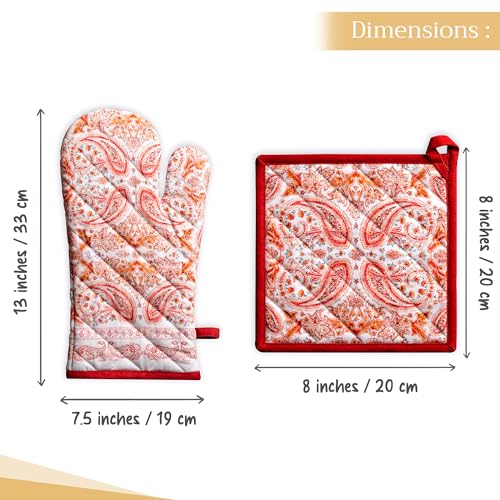100% Cotton Oven Mitt & Pot Holder Set