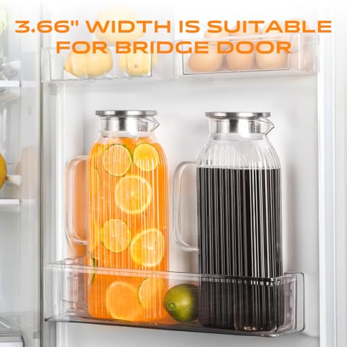 68oz Glass Pitcher with Lid and Handle for Fridge (2 Count)