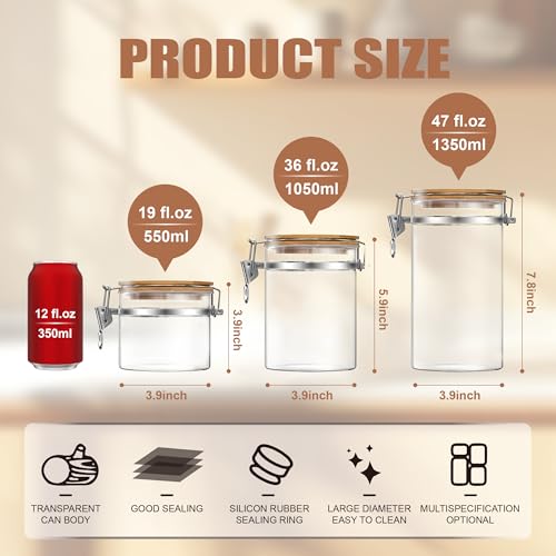 18 oz 550 ml Glass Storage Canister with Airtight Bamboo Lid