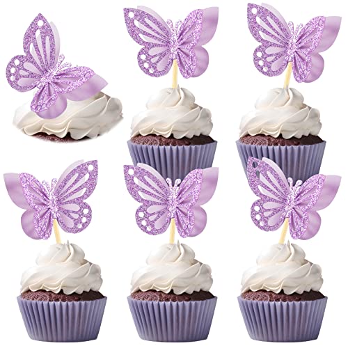 48 Pcs Butterfly Cupcake Toppers 3D (48 Count)