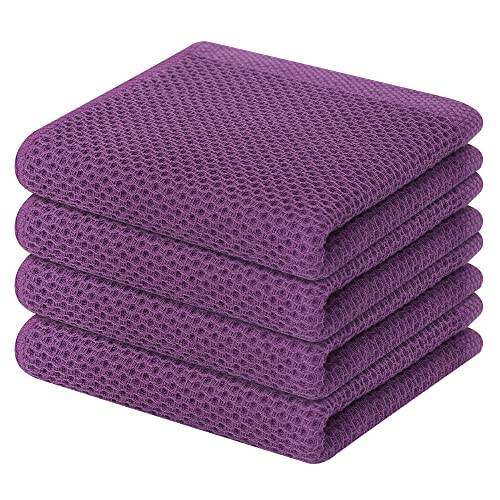 100% Cotton Waffle Weave Kitchen Dish Towels 4 (4 Count)