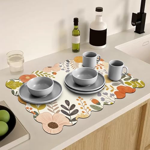 Scalloped Cute Coffee Bar Mat for Countertop