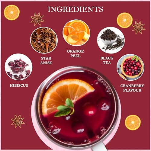 Tealeaf & Co. Cranberry Orange Black Tea Bags Blended with Fresh Herbs and Spices (7.055 Ounce)