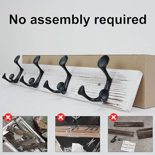 24 Inch Wood Coat Rack Wall Mount with 4 Triple Hooks (2 Count)