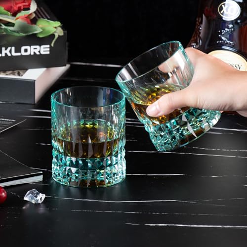 Crystal Whiskey Glasses Set of 2 Hand Blown Old Fashioned Glasses