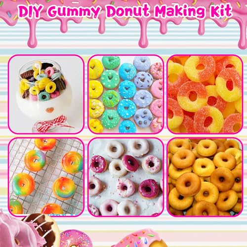 5 Pack Gummy Rings Candy Molds Silicone Round Mini Donut Mold with 2 Dropper