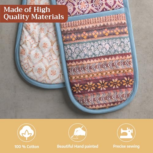 Double Oven Mitts 100% Cotton Double Oven Glove