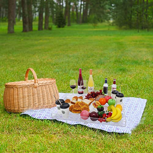 24×24 Inch Clear Acrylic Serving Tray with Handles Extra Large Ottoman Tray Decorative Tray Spill