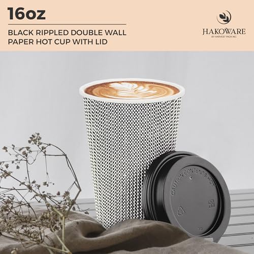 16 oz Disposable Paper Coffee Cups with Lids Insulated Double (340 Count)
