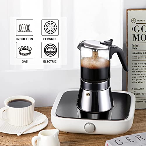 SIXAQUAE Moka Induction Stovetop Espresso Maker With Pressure valve