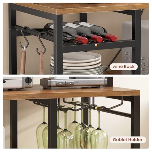 Bakers Rack with Power Outlet and LED Light