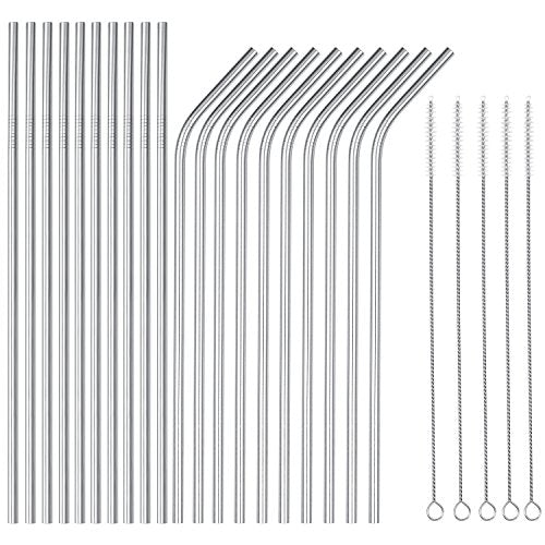 wholesale 25 Piece Set Stainless Steel Straws Ultra Long 10.5 Inch Drinking Metal Straws Reusable Drinking Straws for 20 30 OZ