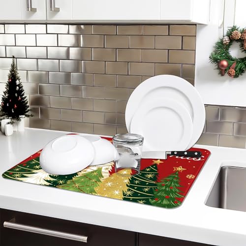Christmas Tree Dish Drying Mat