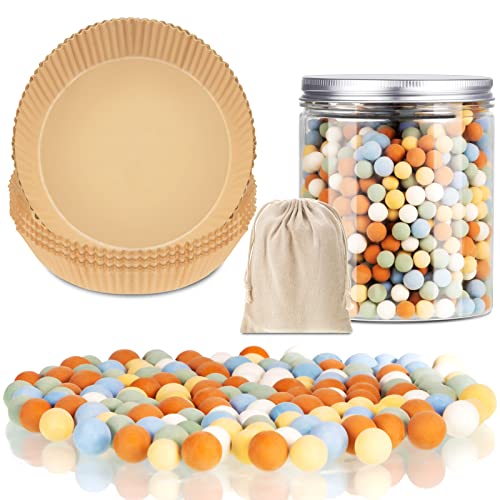 1 Pack 2 lb Multi Color Pie Weights for Baking Crust Reusable Ceramic Blind Baking Beans Stoneware with 50 Pcs Disposable Parchment Paper Pie Liner Fit 8