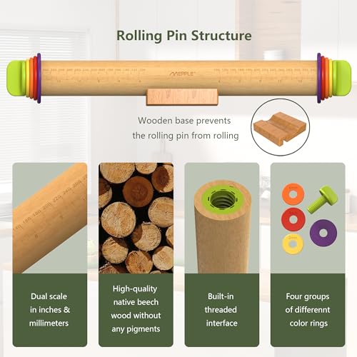 Rolling Pin with Thickness Rings (2 Count)