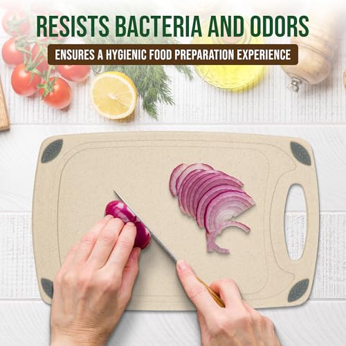2 Piece Reversible Cutting Board Set Made with Natural Wheat Straw Fiber (2 Count)