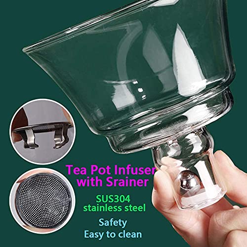 Lazy Kungfu Glass Tea Set Semi Automatic Drip Rotating with Infuser Glass Teapot Set