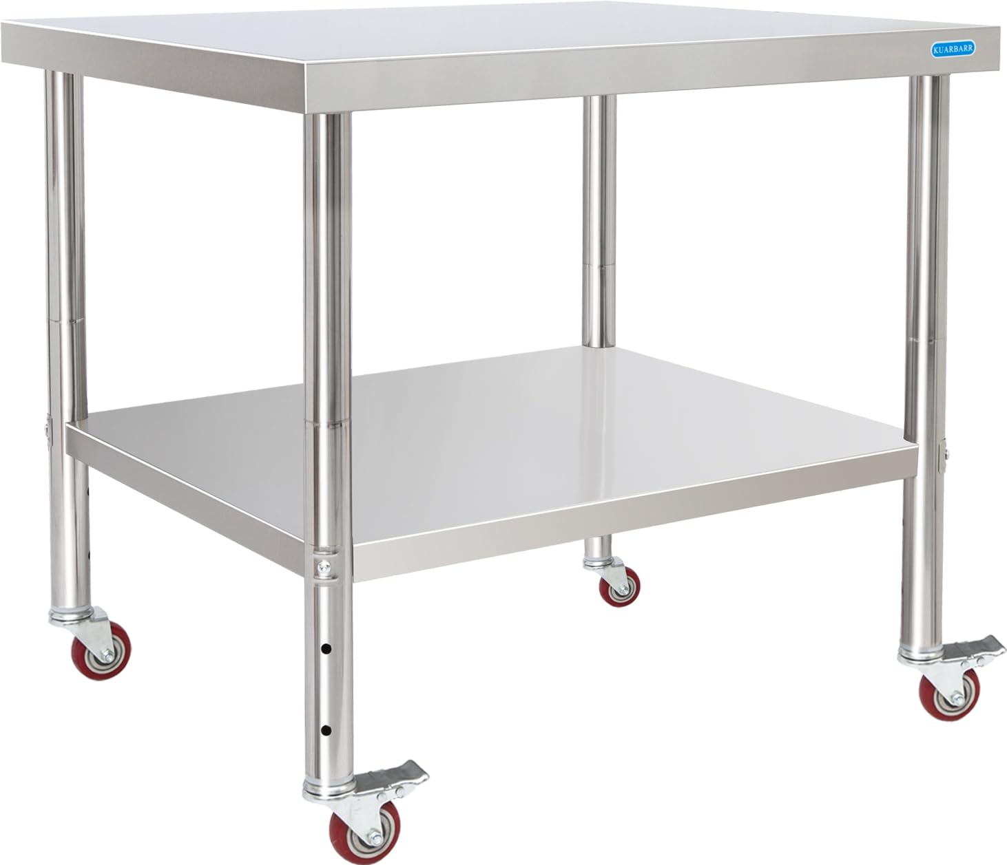 Stainless Steel Table for Prep & Work with 4 Caster Wheels with Undershelf 30 x 36 NSF Metal Commercial Kitchen Adjustable Under Shelf Worktable for Restaurant Home Outdoor