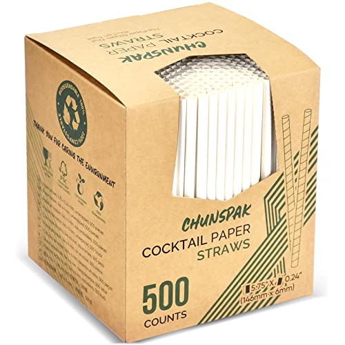 500 Bulk] 5.75 inch White Small Paper Straws for Kids (500 Count)