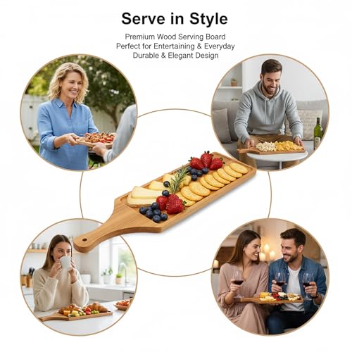 Long Wooden Serving Board with Handle