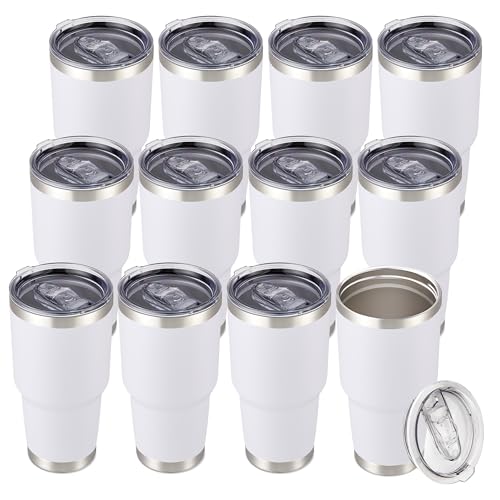 30 oz Tumbler with Lid Stainless Steel Tumblers Bulk (12 Count)