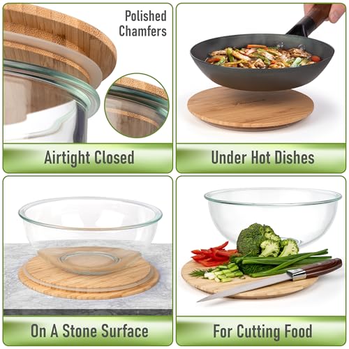Glass Mixing Bowls Bamboo Lids (5 Count)