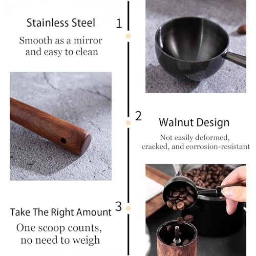 2 PCS Coffee Scoop Vintage Coffee Measuring Spoon Retro Stainless Steel Coffee Spoon Long Wooden Handle Coffee Scoop Kitchen Utensil for Scooping (2 Count)