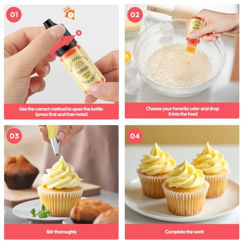 Food Coloring for Cake Decorating Macaron Edible Food Dye for Baking Royal Icing Cookie Supplies Gluten Free 7x12ml Food Grade Liquid Food Color Kits (2.8 Fl Oz)