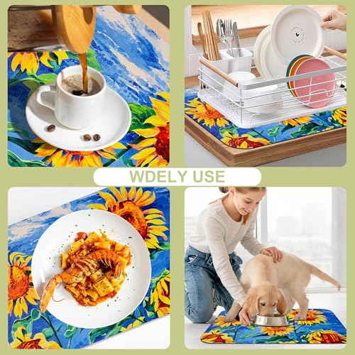 Dish Drying Mat for Kitchen Counter Absorbent Dish Coffee Mat 16"X24"