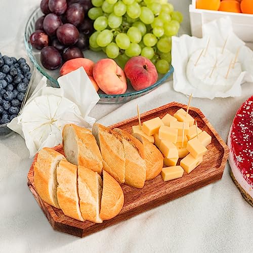12 Pcs 10 x 5 Inch Wooden Serving Platter Bulk Acacia Wood Platters (12 Count)