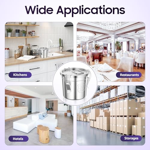 304 Stainless Steel Container 12L Airtight Food Storage Container with Lids & Locking Clips Stainless Steel Bucket for Kitchen