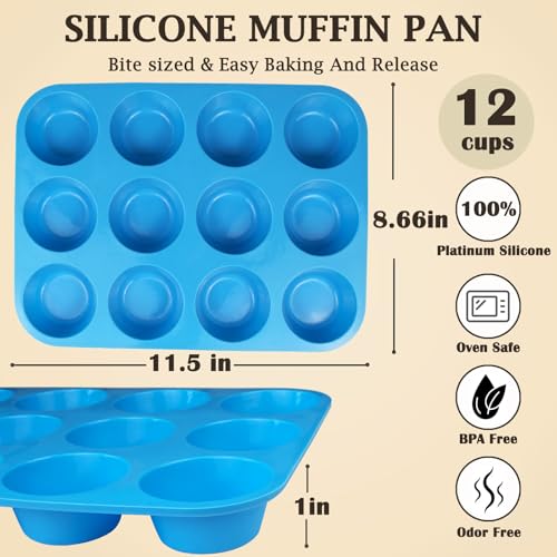 12 Cups Silicone Mini Muffin Pan Set (2 Count)