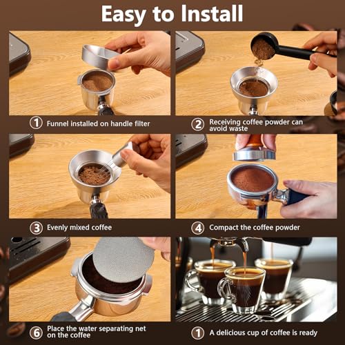 WDT Tool Espresso Distributor Accessory kit &1.7mm Thickness 150μm Mesh Puck Screen & 8 Magnets dosing ring Compatible with Breville Portafilter