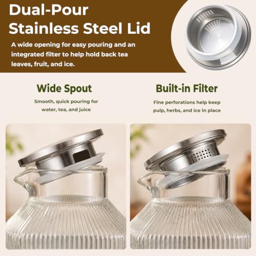 1 Gallon Glass Pitcher Thickened Square Striped Borosilicate Glass