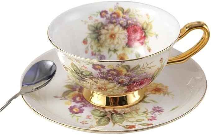 Coffee Mugs Pastoral Floral Bone Tea Cup Saucer Spoon Set 200ml Cafe Ceramic Coffee Cup Elegant Advanced Porcelain Teacup Dropshipping Mug Set (Color : 1Cup)