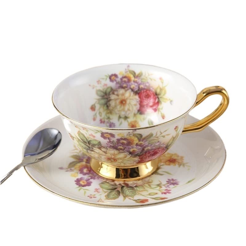 Coffee Mugs Pastoral Floral Bone Tea Cup Saucer Spoon Set 200ml Cafe Ceramic Coffee Cup Elegant Advanced Porcelain Teacup Dropshipping Mug Set