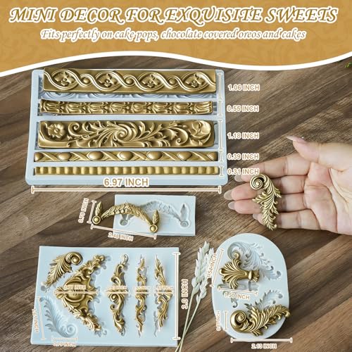 Baroque Style Silicone Molds Curlicues Scroll 3D Border for Clay Fondant Chocolate Sugar Craft Decor
