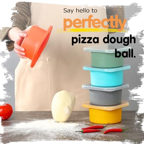 Stackable Silicone Artisan Pizza Dough Proofing Proving Containers with Air (4 Count)