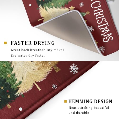 Xmas Tree Red Dish Drying Mat for Kitchen Counter
