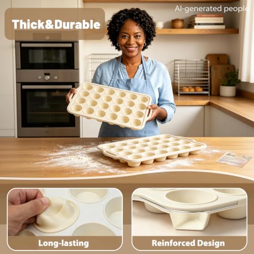 Beige Mini Silicone Muffin Molds (2 Count)