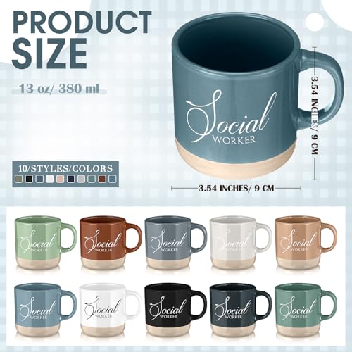 10 Pcs Social Worker Appreciation Gifts Bulk 13 oz Ceramic Coffee Mugs Thank You Cups Social Worker Graduation Gift for BSW MSW DSW LCSW Must Haves Office Work (10 Count)