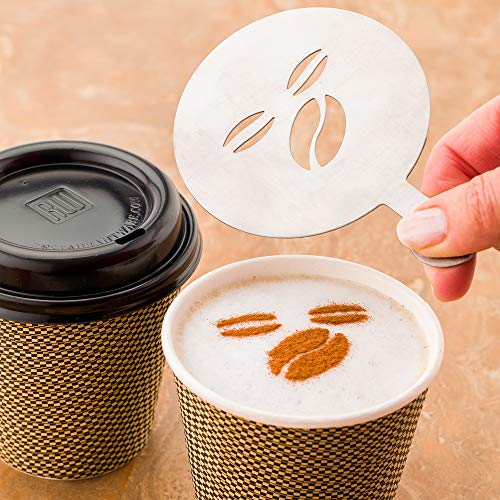 Coffee Art Stencil Pack of 1 Stainless Steel Cafe Bean Decorating Stencil for Latte Art