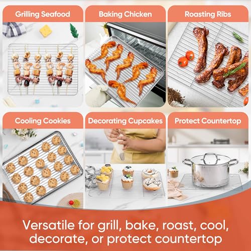 Stainless Steel Cooling Racks Set for Oven Cooking Baking (4 Count)